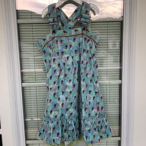 Shilav 4T Blue Floral Velvet Overall Dress